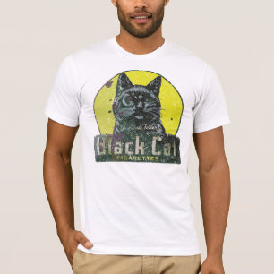 Schwarze Katze Vintag T-Shirt
