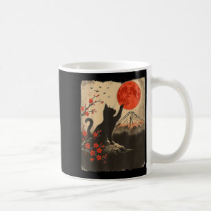Schwarze Katze Vintage Retro Japan Art Japanisches Kaffeetasse