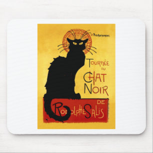 Schwarze Katze Vintage Tournée du Chat Noir, Mousepad