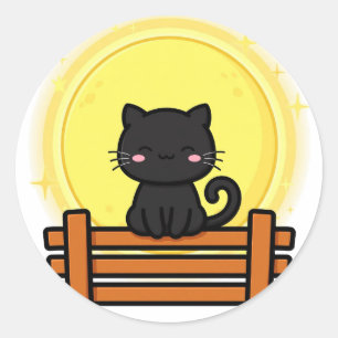 Schwarze Katze Vollmond Halloween-Rundaufkleber Runder Aufkleber