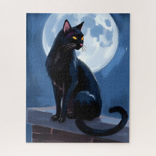 Schwarze Katze Vollmond-Haustiermalerei