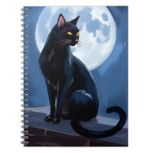 Schwarze Katze | Vollmond-Haustiermalerei