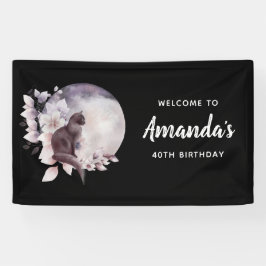 Schwarze Katze von einem magischen Vollmond zum Ge Banner