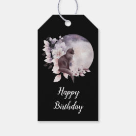 Schwarze Katze von einem magischen Vollmond zum Ge Geschenkanhänger