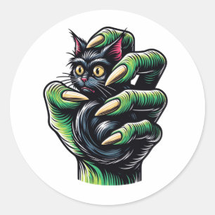 Schwarze Katze von Hexerei Hand gefangen Runder Aufkleber
