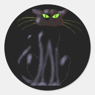 SCHWARZE KATZE VON SHARON SHARPE RUNDER AUFKLEBER