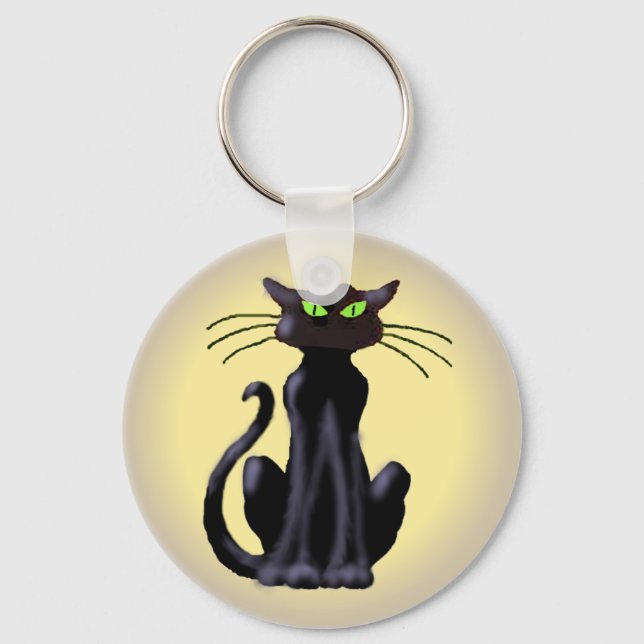 SCHWARZE KATZE VON SHARON SHARPE SCHLÜSSELANHÄNGER (Vorderseite)