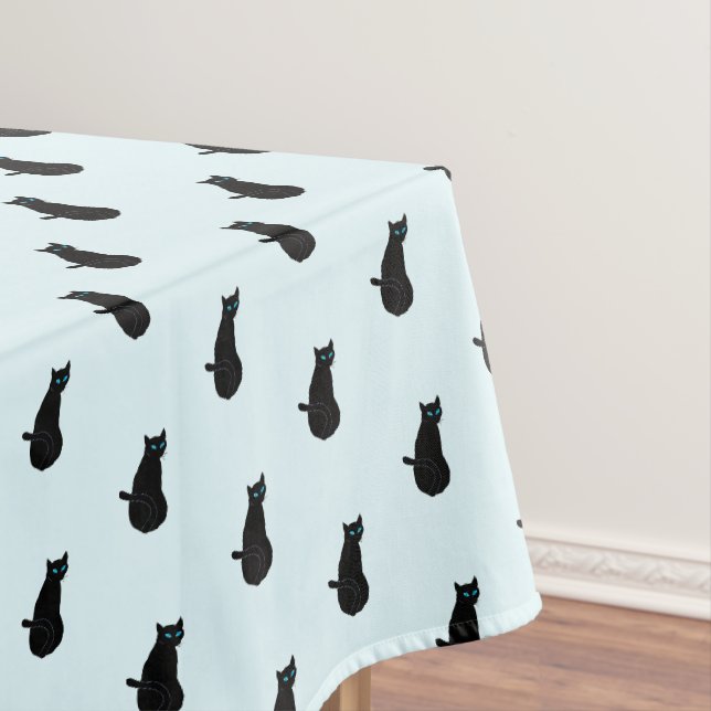 Schwarze Katze - Wählen Sie / Ihre Hintergrundfarb Tischdecke (Beispiel)