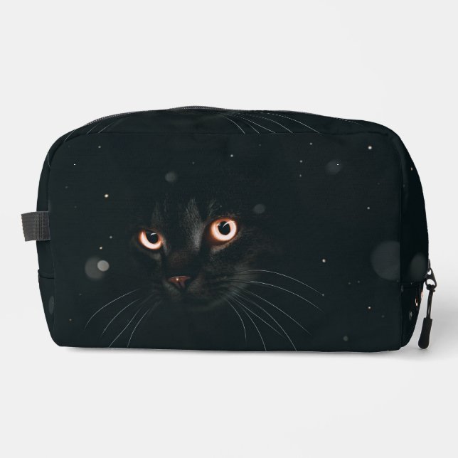 Schwarze Katze Waschbeutel (Vorderseite)