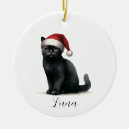 Schwarze Katze Wasserfarbe bei Feierliche Weihnach Keramik Ornament