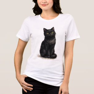 Schwarze Katze Wasserfarbe Clipart Tri-Blend Shirt