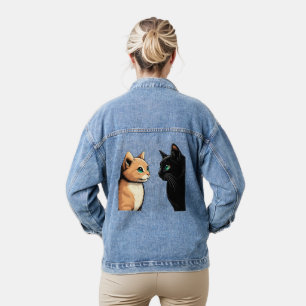 Schwarze Katze weggetreten - Lustiges Katzen-Meme Jeansjacke