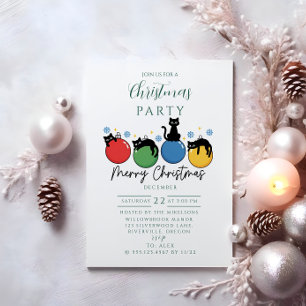 Schwarze Katze Weihnachten Einladung