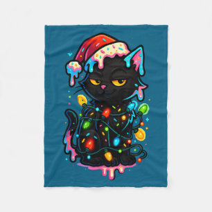 Schwarze Katze Weihnachten Eiscreme-Tropfen Weihna Fleecedecke