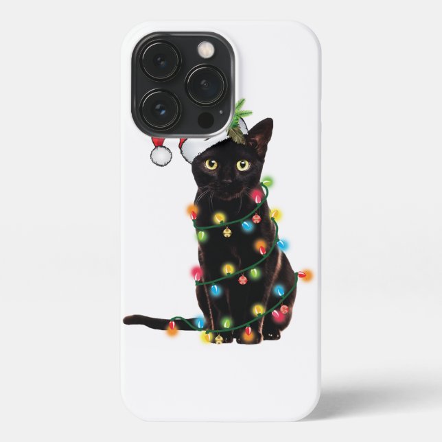Schwarze Katze Weihnachten geknallt in WeihnachtsL iPhone 13 Pro Hülle (Rückseite)