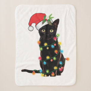 Schwarze Katze Weihnachten geknallt in WeihnachtsL Sherpadecke