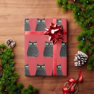 Schwarze Katze Weihnachten Geschenkpapier