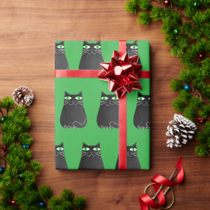 Schwarze Katze Weihnachten Geschenkpapier