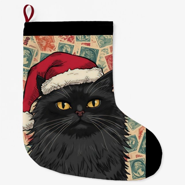 Schwarze Katze Weihnachten Großer Weihnachtsstrumpf (Vorderseite)