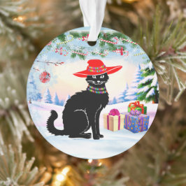 Schwarze Katze Weihnachten Ornament