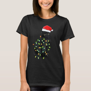 Schwarze Katze Weihnachten Pyjama Katze Kätzchen X T-Shirt