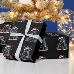 Schwarze Katze Weihnachten Santa Hut Lustige Meowi Geschenkpapier