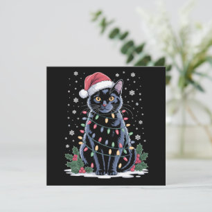 Schwarze Katze Weihnachten Santa Hut Lustige Meowy