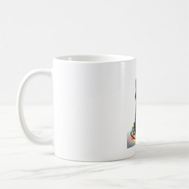 Schwarze Katze Weihnachtsbeleuchtung Weihnachtsman Kaffeetasse (Links)
