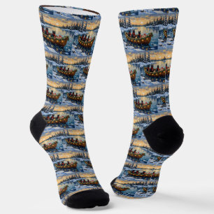 Schwarze Katze Weihnachtsboot Urlaub Socken