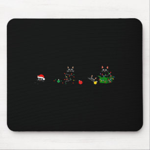 Schwarze Katze Weihnachtslicht Rentier Santa Weihn Mousepad