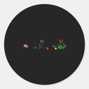 Schwarze Katze Weihnachtslicht Rentier Santa Weihn Runder Aufkleber