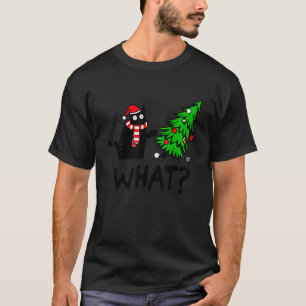 Schwarze Katze Weihnachtslicht Santa Was ist ein W T-Shirt