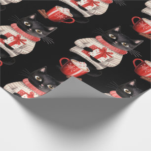 Schwarze Katze Weihnachtsschokolade Geschenkpapier