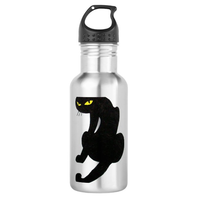 SCHWARZE KATZE weiß Trinkflasche (Vorderseite)
