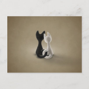 Schwarze Katze Weiße Katze (Farbe 3) Postkarte