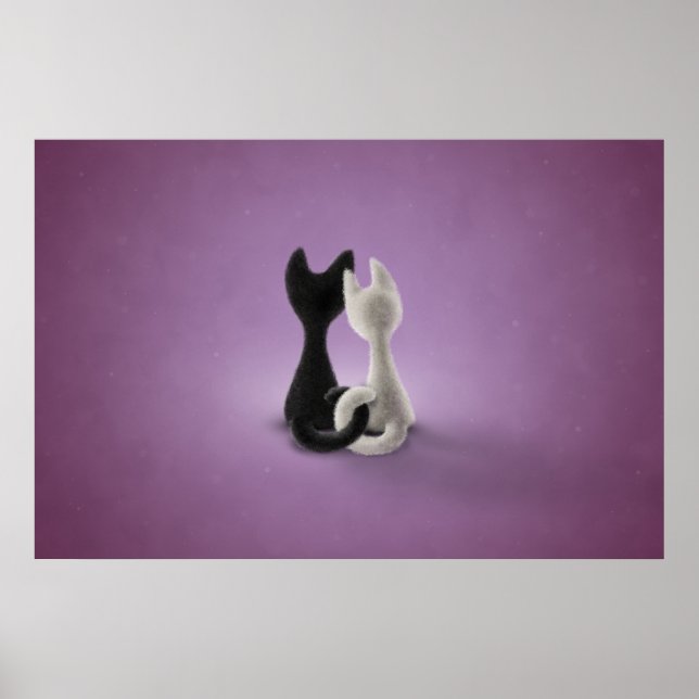 Schwarze Katze Weiße Katze (Farbe 4) Poster (Vorne)