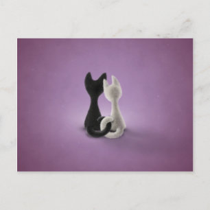 Schwarze Katze Weiße Katze (Farbe 4) Postkarte