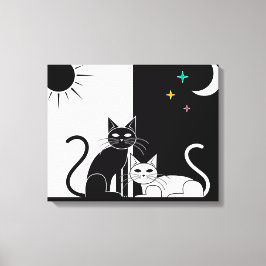 Schwarze Katze, weiße Katze Leinwanddruck