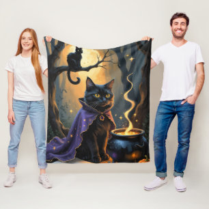 Schwarze Katze Whimsical Halloween-Malerei Fleecedecke
