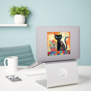 Schwarze Katze Whimsical Kunst Aufkleber