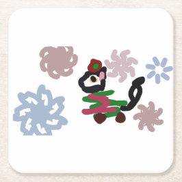 Schwarze Katze Winter Rechteckiger Pappuntersetzer