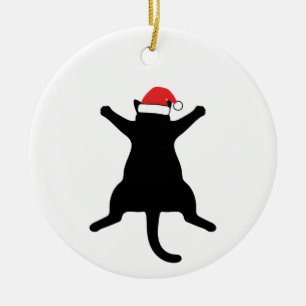 Schwarze Katze Yoga Pose, Lustiges Weihnachtsornam Keramik Ornament