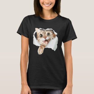 Schwarze Katze zerrissenes Tuch für Katze Katzenva T-Shirt