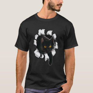 Schwarze Katze zerrissenes Tuch Katze Katze Vater T-Shirt