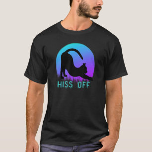 Schwarze Katze Zischen Sie Mich Miau Retro-Sonnenu T-Shirt