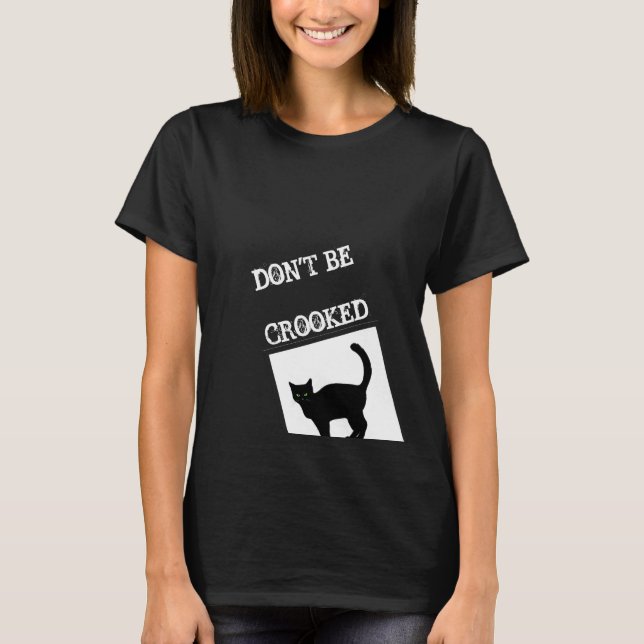 Schwarze Katze zitiert schwarzen T - Shirt (Vorderseite)