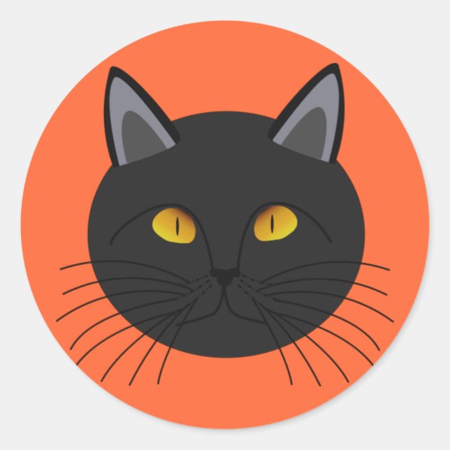 Schwarze Katze zu Halloween Runder Aufkleber (Vorderseite)
