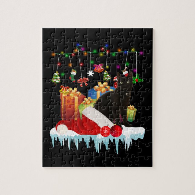 Schwarze Katze zu Weihnachten (Vertikal)