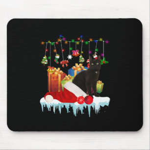 Schwarze Katze zu Weihnachten Mousepad