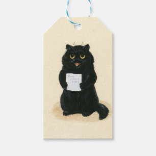 Schwarze Katze Zuhause Süßes Zuhause Vintage-Rettu Geschenkanhänger